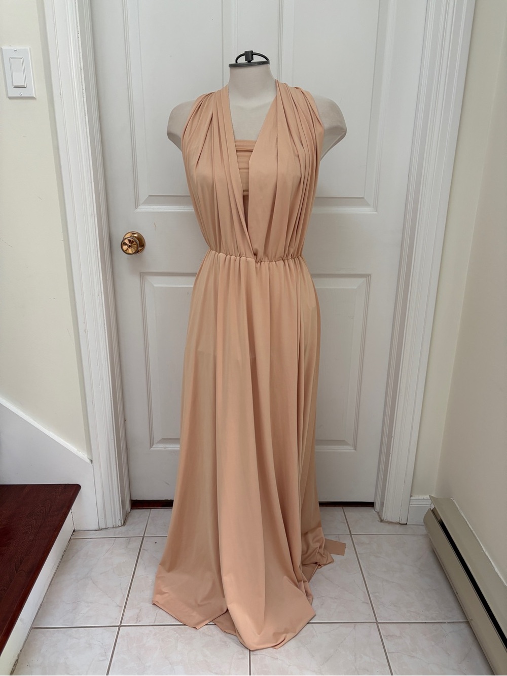 Infinity The Label Convertible Halter Maxi Dress in Nude Blush
